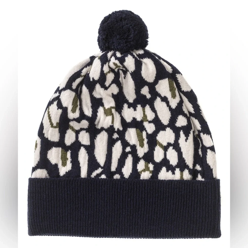 Rosie Sugden -Leopard Beanie, Blackberry/Icing/Moorland